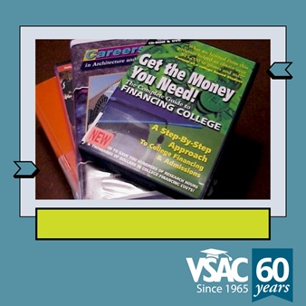 CDs from the early 2000s shown in their cases displaying financial aid information
