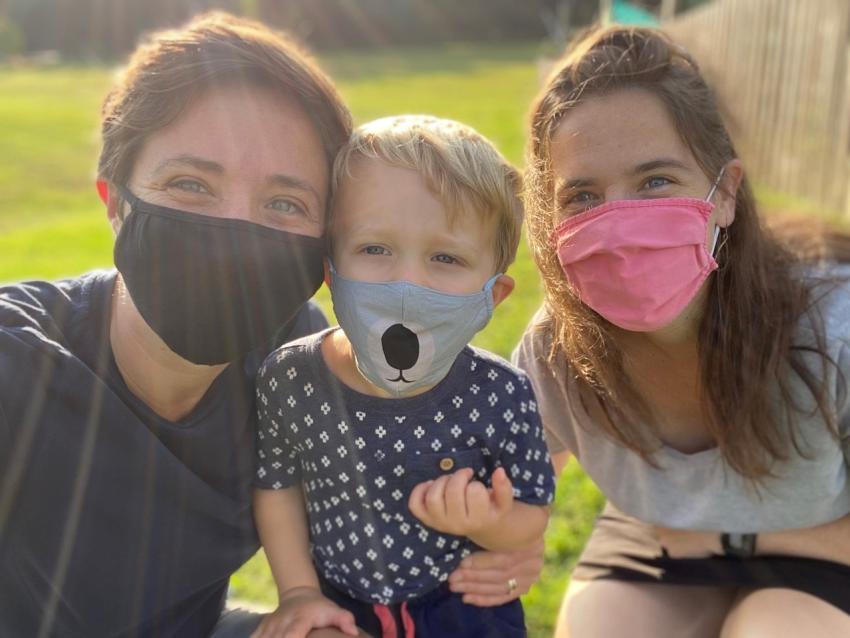Essex Principal Ashley Gray, right, with her wife, Rebecca and their son, Rio. 