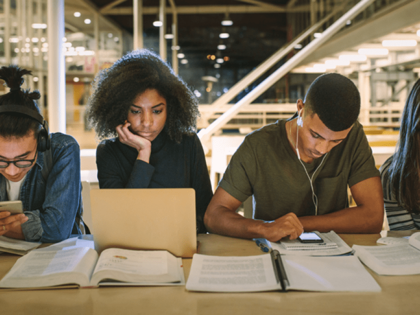 students at computers