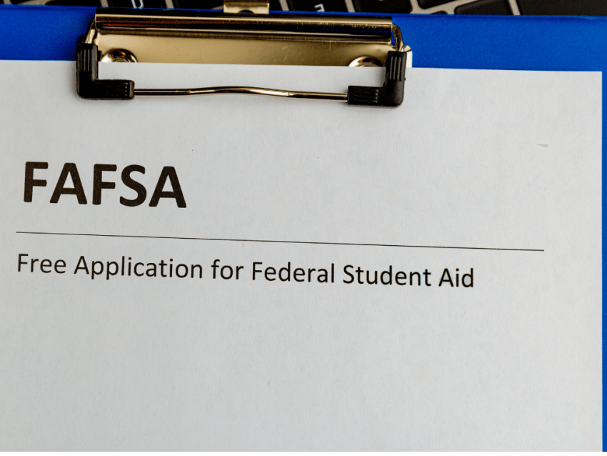 FAFSA paper on clipboard.
