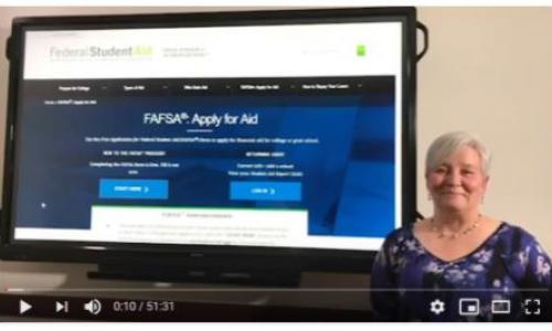 Carrie Harlow explains the FAFSA application in October 26 webinar