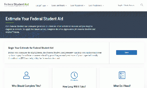 fed student aid estimator website image