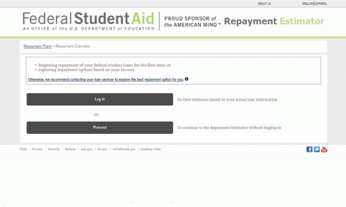 home page of federal student aid loan repayment estimator