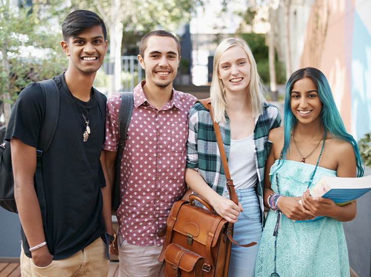 group of 4 college students